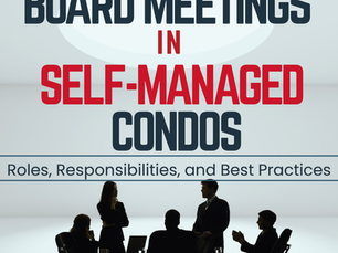 People in silhouette at a board meeting table. Text: "Effective Board Meetings in Self-Managed Condos: Roles, Responsibilities, Best Practices."