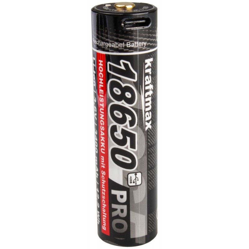 Miniaturbild: Kraftmax Pro 18650 Akku mit USB-C Anschluss