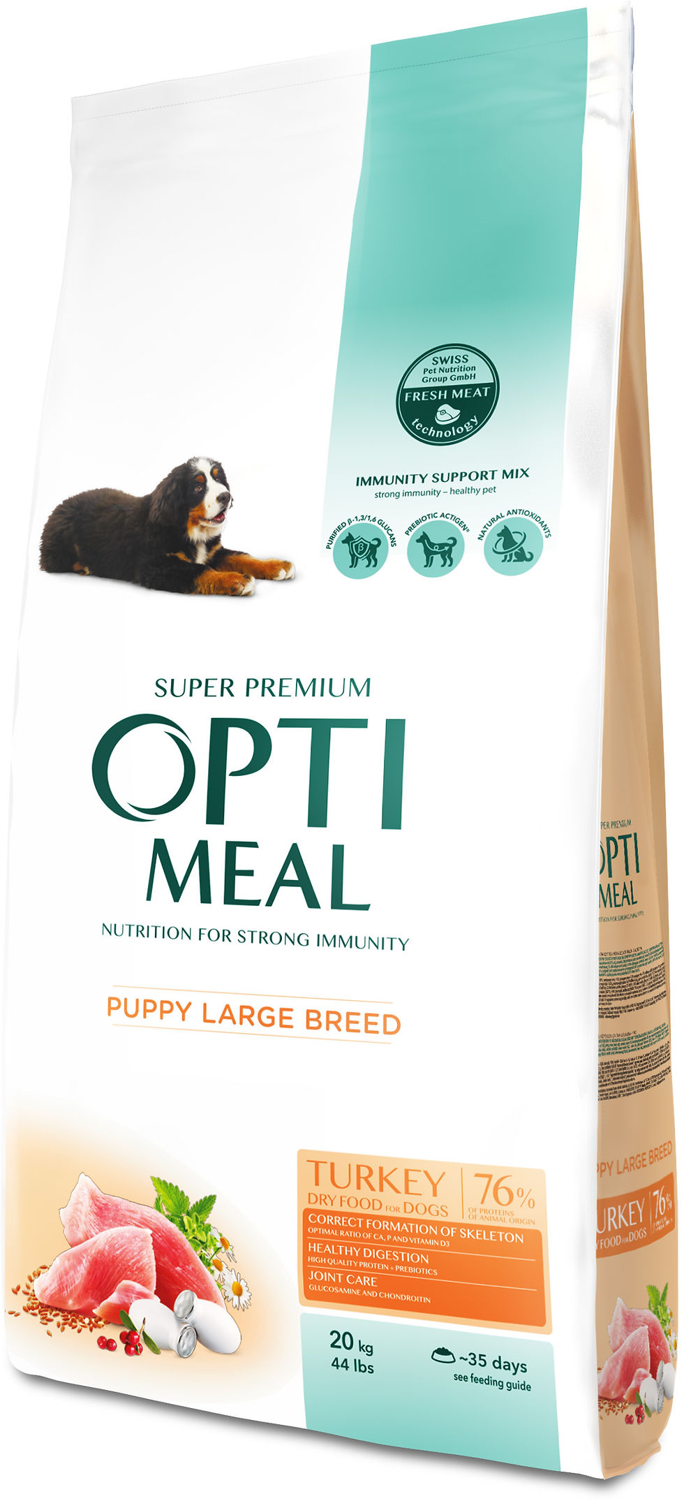 Сухий корм для цуценят великих порід з індичкою 20 кг OPTIMEAL