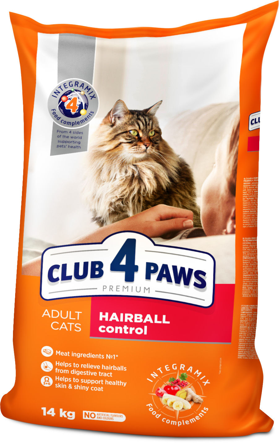 Trockenfutter für Katzen "Haarballenkontrolle" 14 kg CLUB 4 PAWS Premium