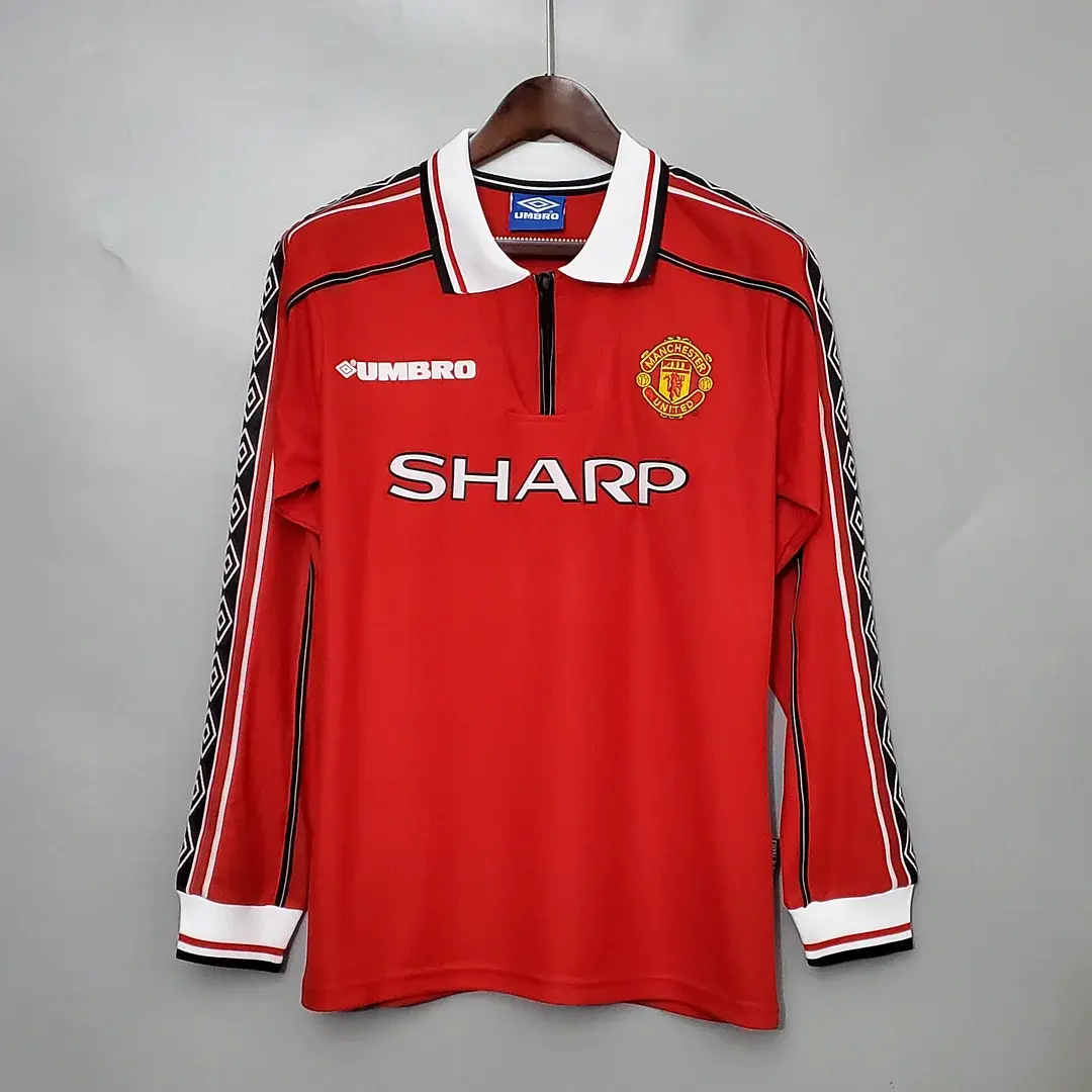 1998-1999 Retro Long Sleeve Manchester United Home