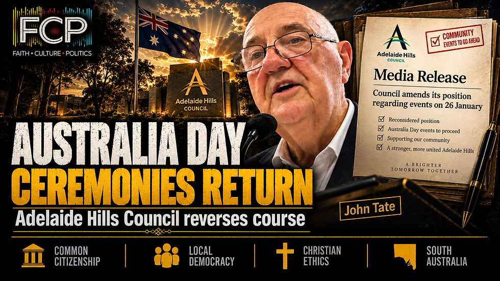 John Tate with Adelaide Hills Council media release announcing the return of Australia Day ceremonies to 26 January