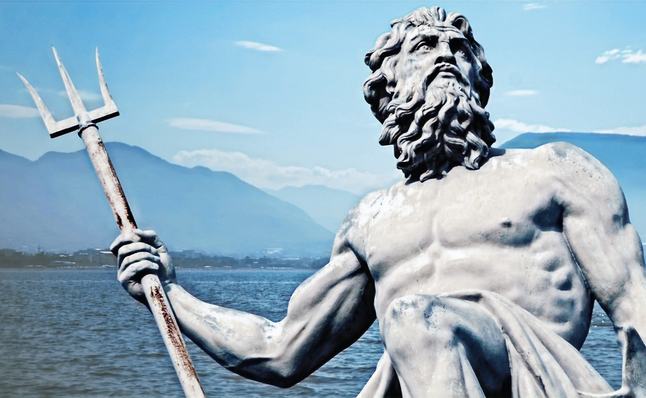 The mighty god of the sea, oceans and sailors Neptune (Poseidon) The ancient statue_edited