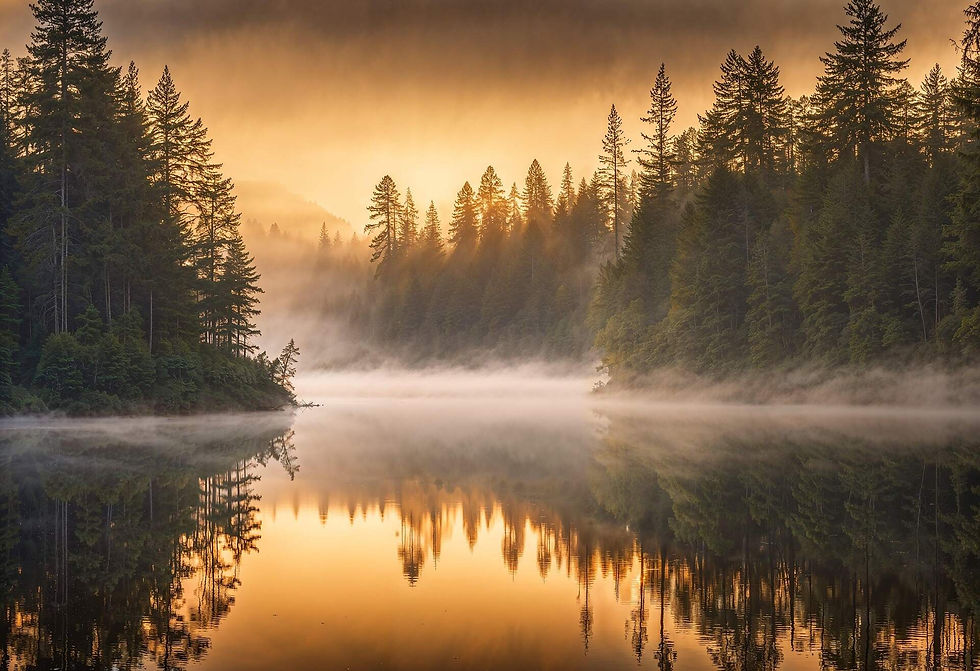 Nebel, Wald, See. Patrick Georg erläutert die Verbindung von Kopf und Körper in der psychologischen Begleitung in seiner Praxis in Rosenheim.