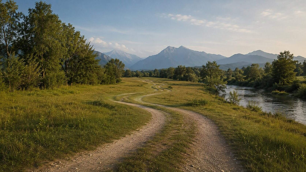 Titelbild zum Beitrag über intermittierende Verstärkung: Eine ruhige Weglandschaft bei Rosenheim macht die Dynamik von wechselnder Nähe, Hoffnung und Rückzug sichtbar.