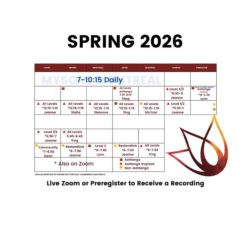 Schedule Ashtanga Yoga Montreal