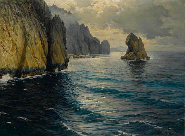 MICHELE FEDERICO (Italian, 1884-1966) The Capri coast 35 1/2 x 47 1/4in