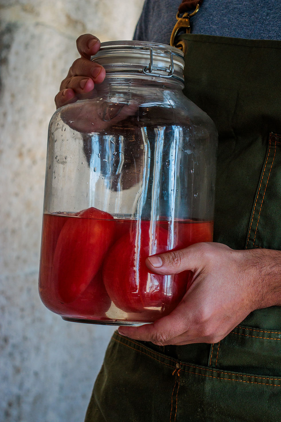 house cured tomato with sea brine
