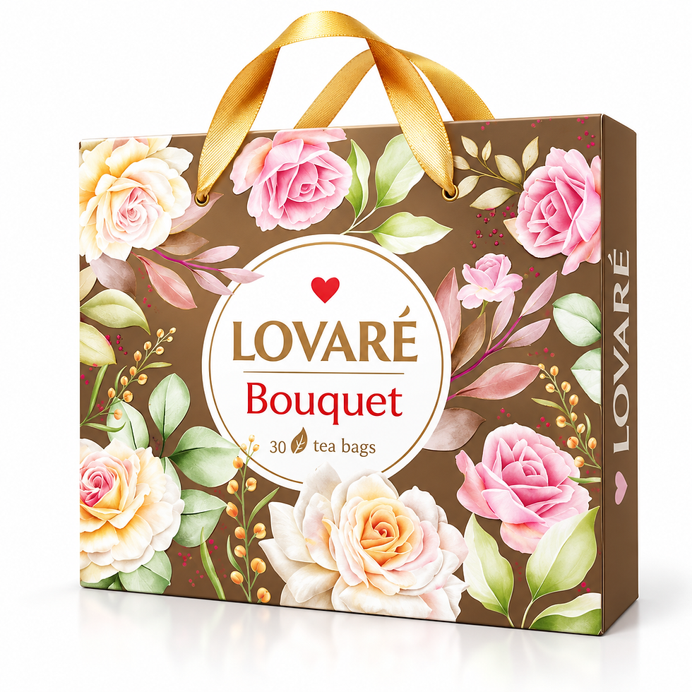 Lovaré Bouquet tea gift set box front view