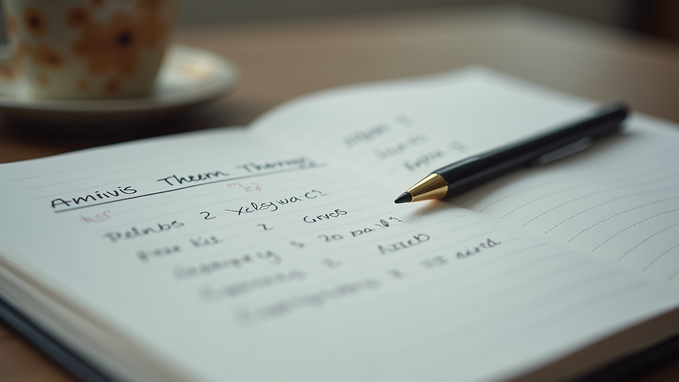 Close-up view of a therapist’s notebook with therapy session notes