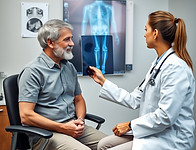 orthopedic doctor reviwing with patient 