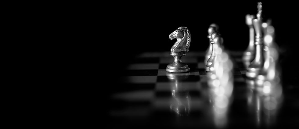 game of chess with knight slightly ahead