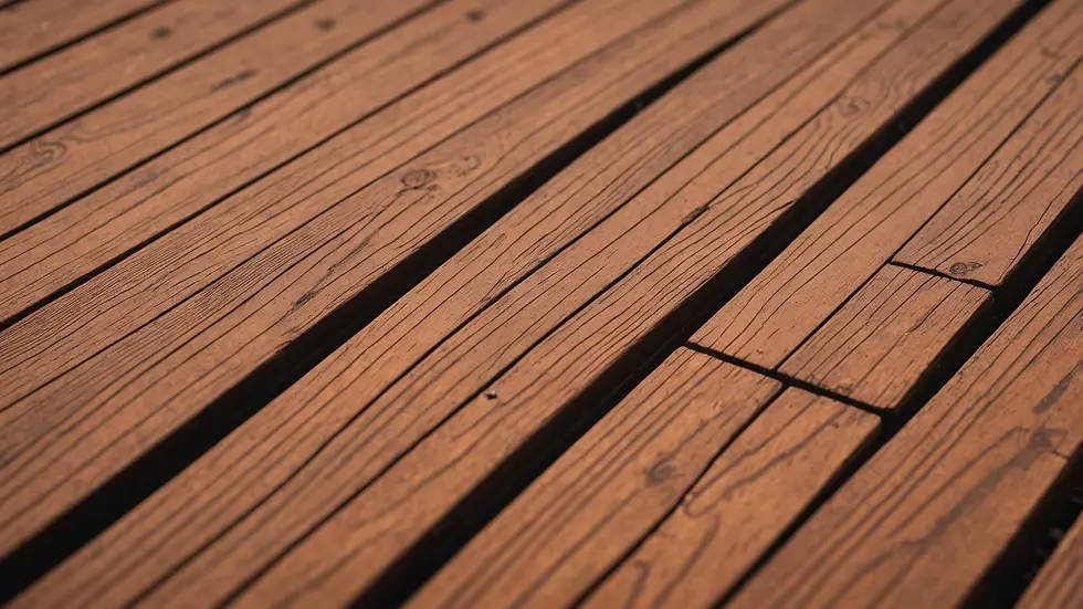 Close-up view of composite decking from recycled materials