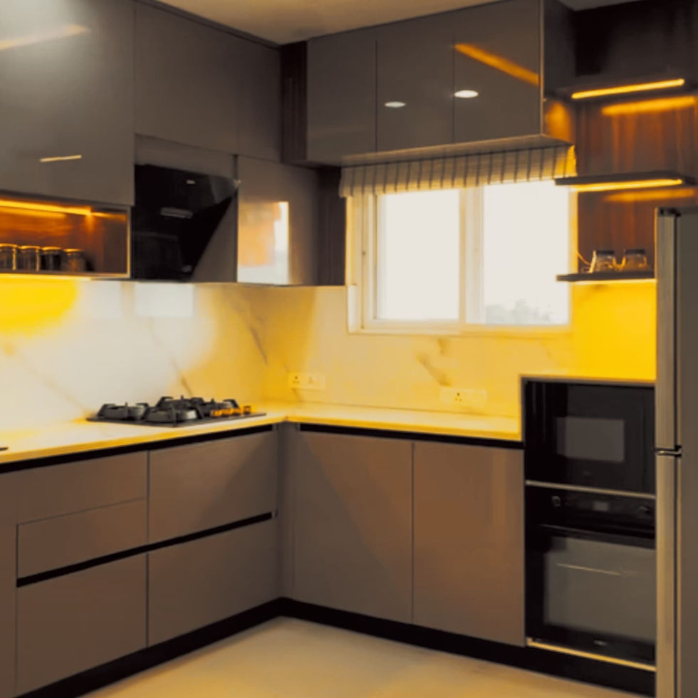 a kitchen with a stove top oven and a microwave