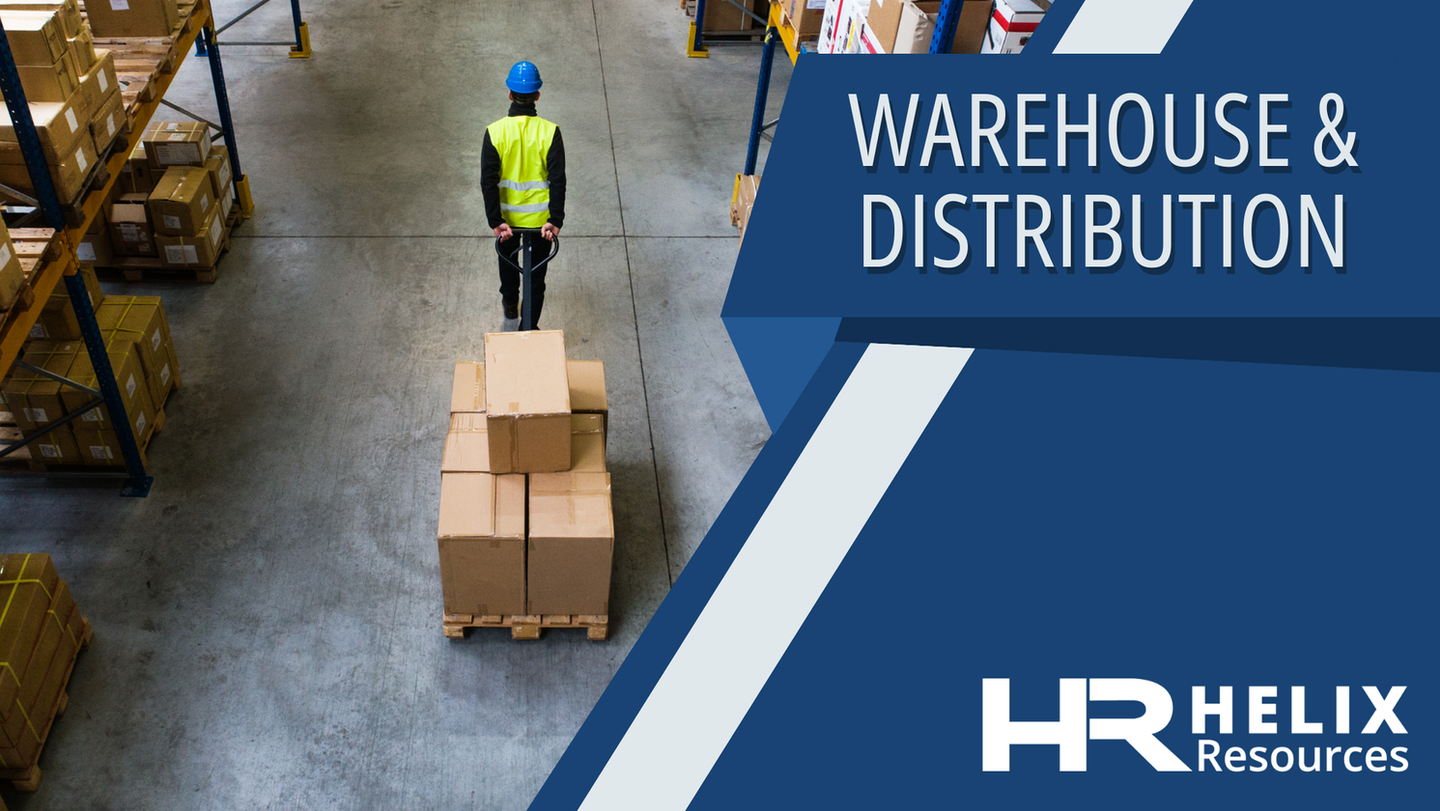 A list of jobs serviced by Helix Resources across industries: warehouse and distribution