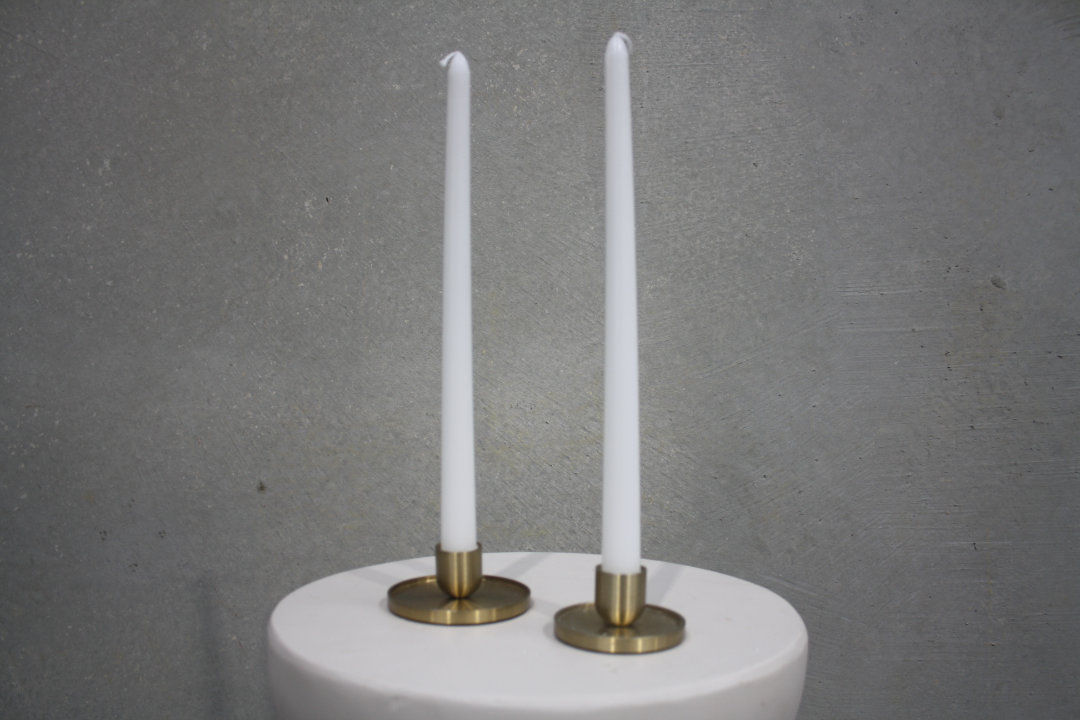 Flat Base Gold Candle Set