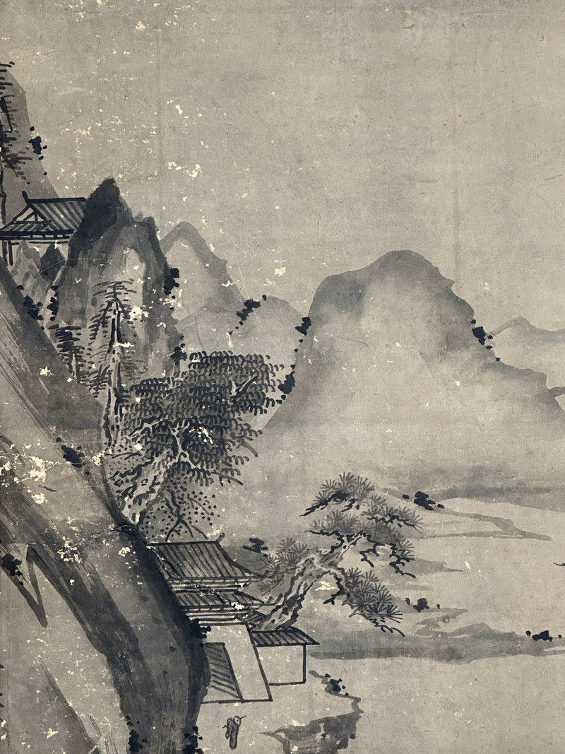 縮圖：40j　曾我蕭白 筆 楼閣山水図 屏風