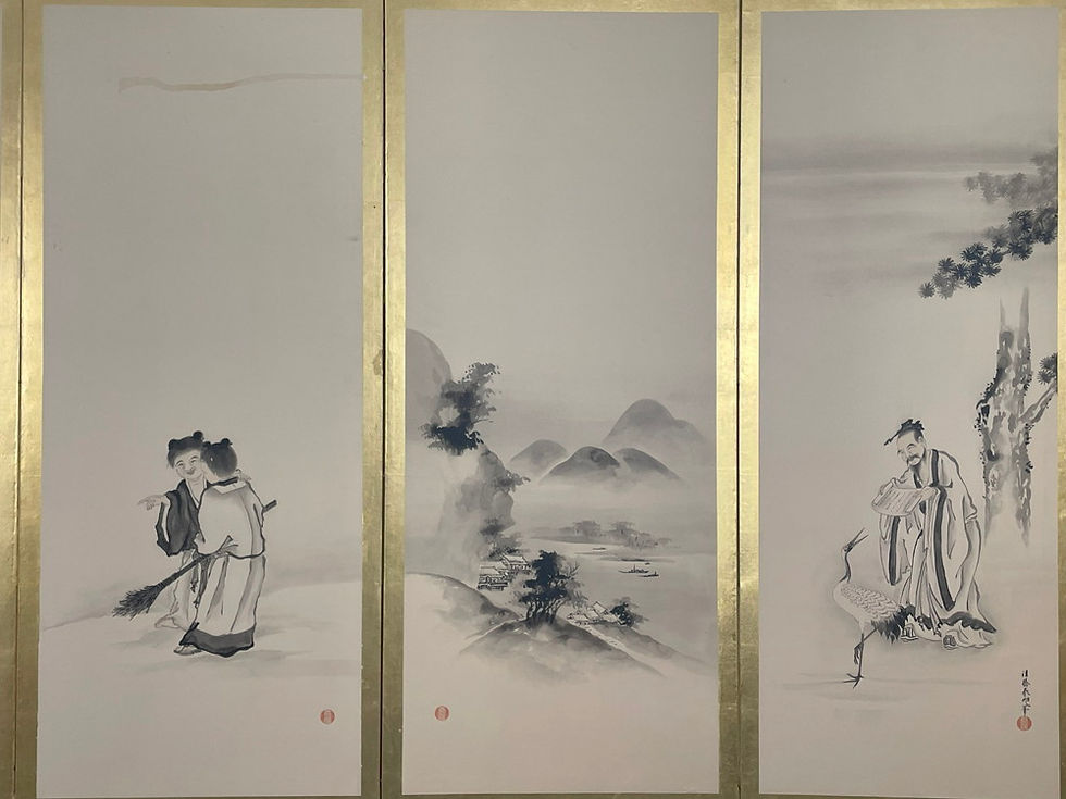Thumbnail: 49c　法橋春旭 筆 四季山水仙人図 屏風