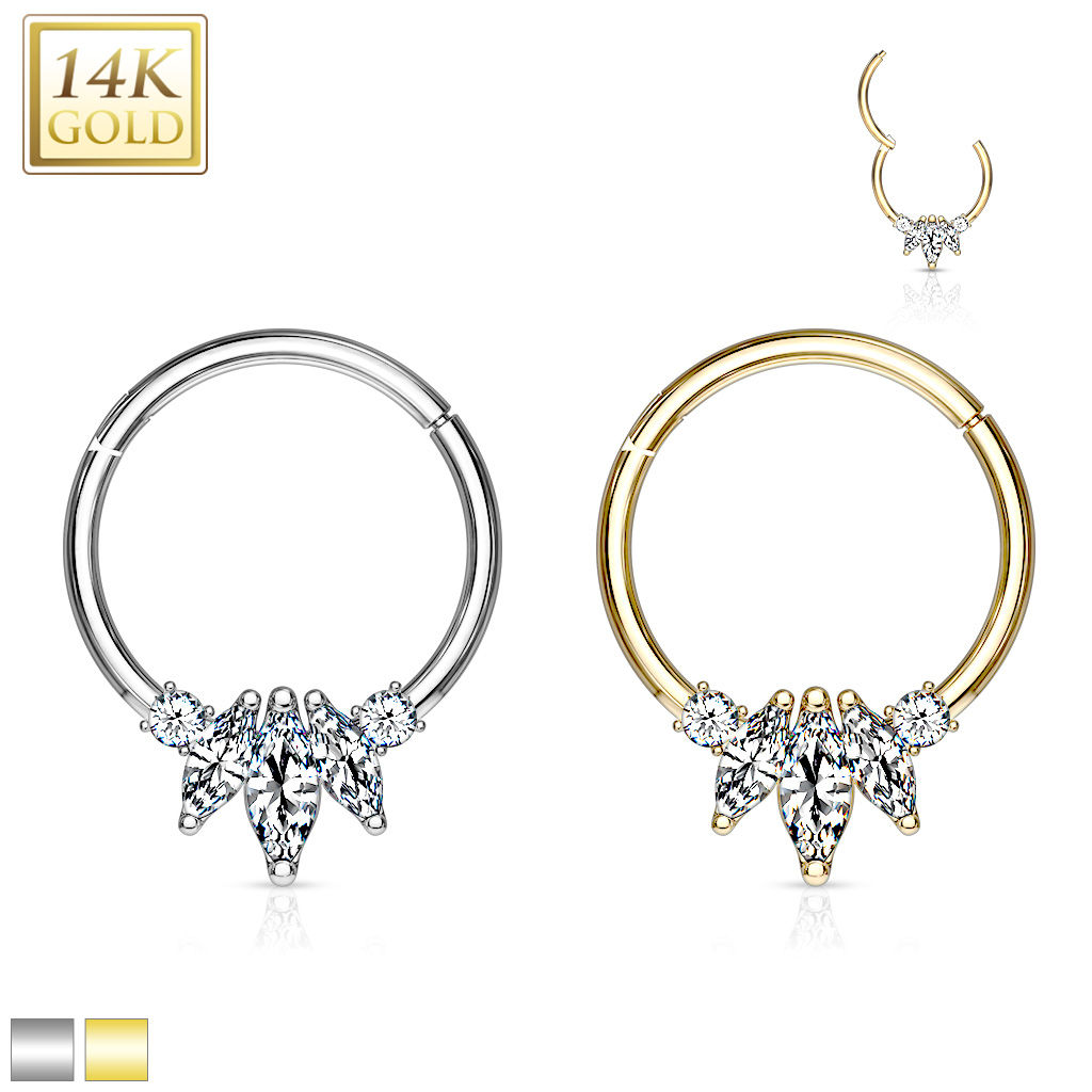 14k Triple Marquee Hinged Segment Ring