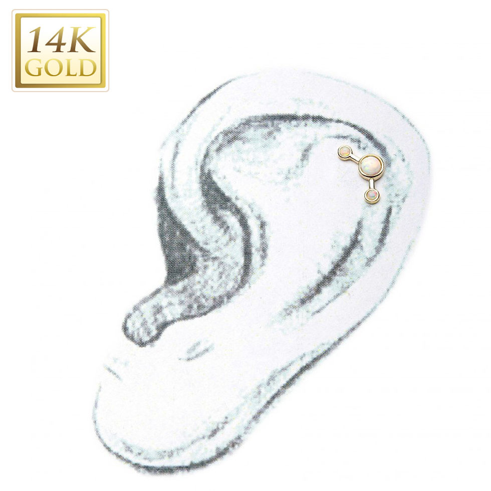 Thumbnail: 14kt Yellow Gold Threadless 3-Bezel Set Cluster White Opal