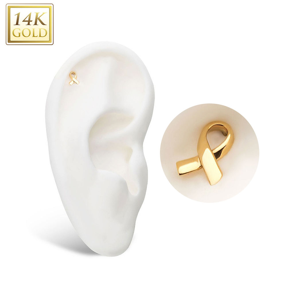 Thumbnail: 14kt Yellow Gold Threadless Awareness Ribbon Symbol Top