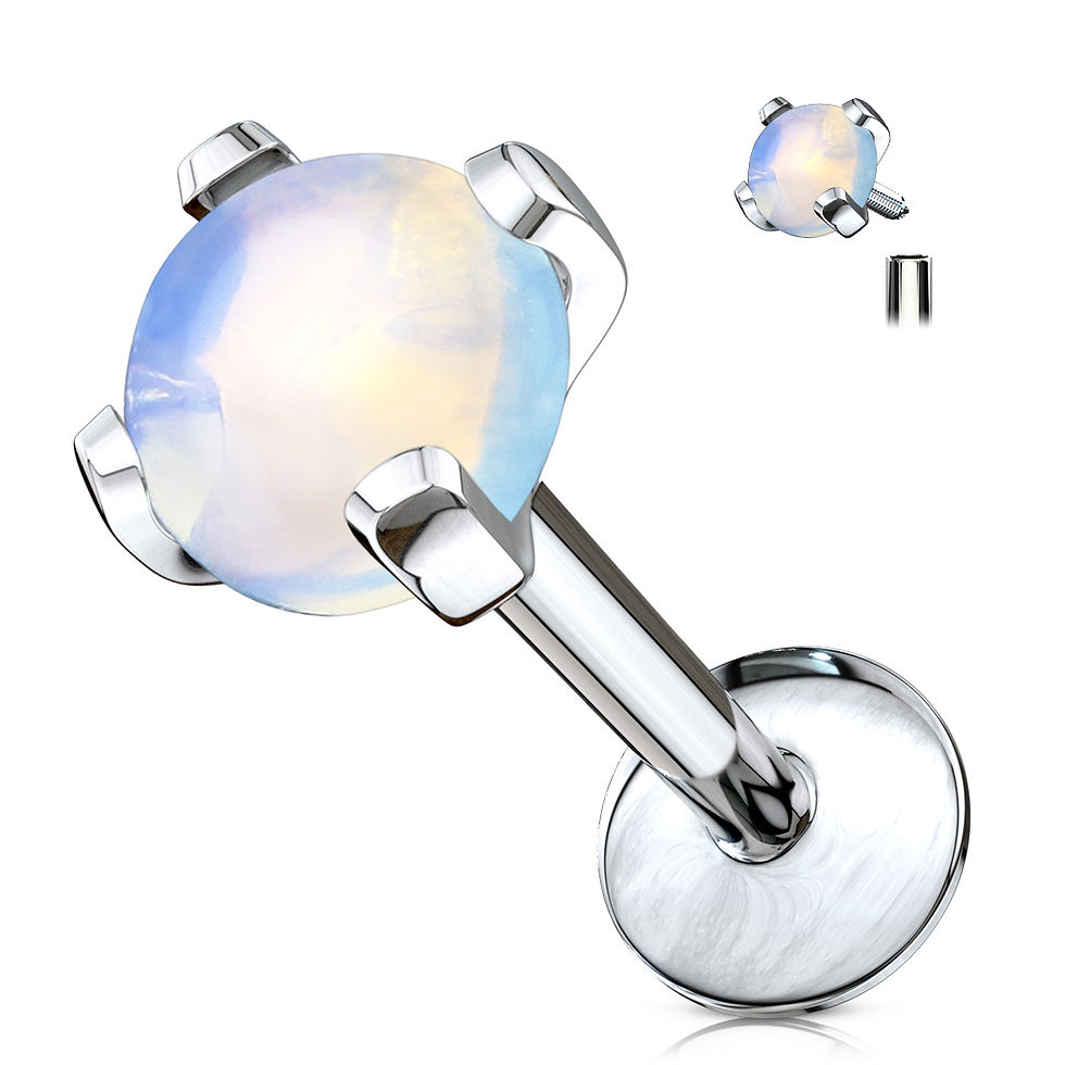 Thumbnail: Precious Stone Prong Set Internally Threaded Labret Studs