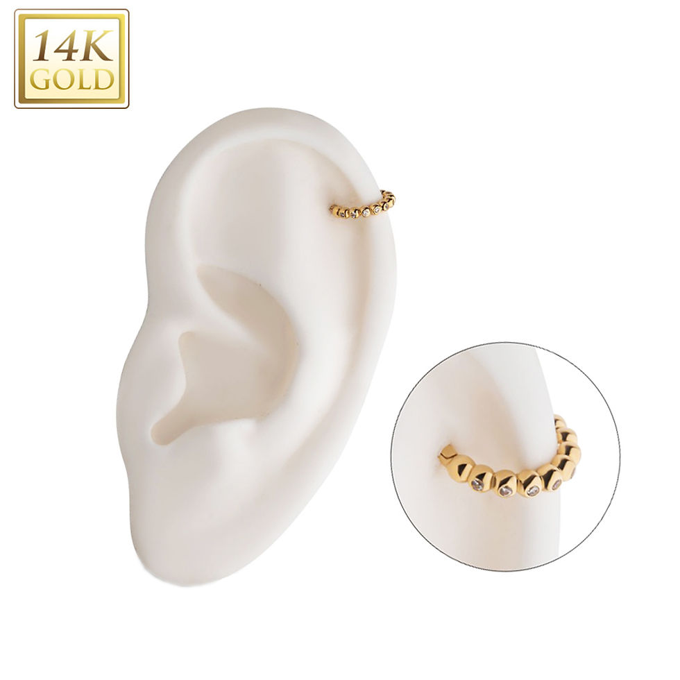 Thumbnail: 14K Yellow Gold 9 Side Facing CZ Bezel Set, Hinged Segment Ring
