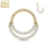 14kt Gold Hinged Segment Hoop Ring with Front Facing Double Line Paved CZ