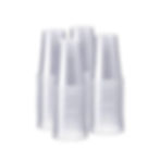 Stacked clear plastic cups, ideal for serving cold beverages, featuring a durable and lightweight design.