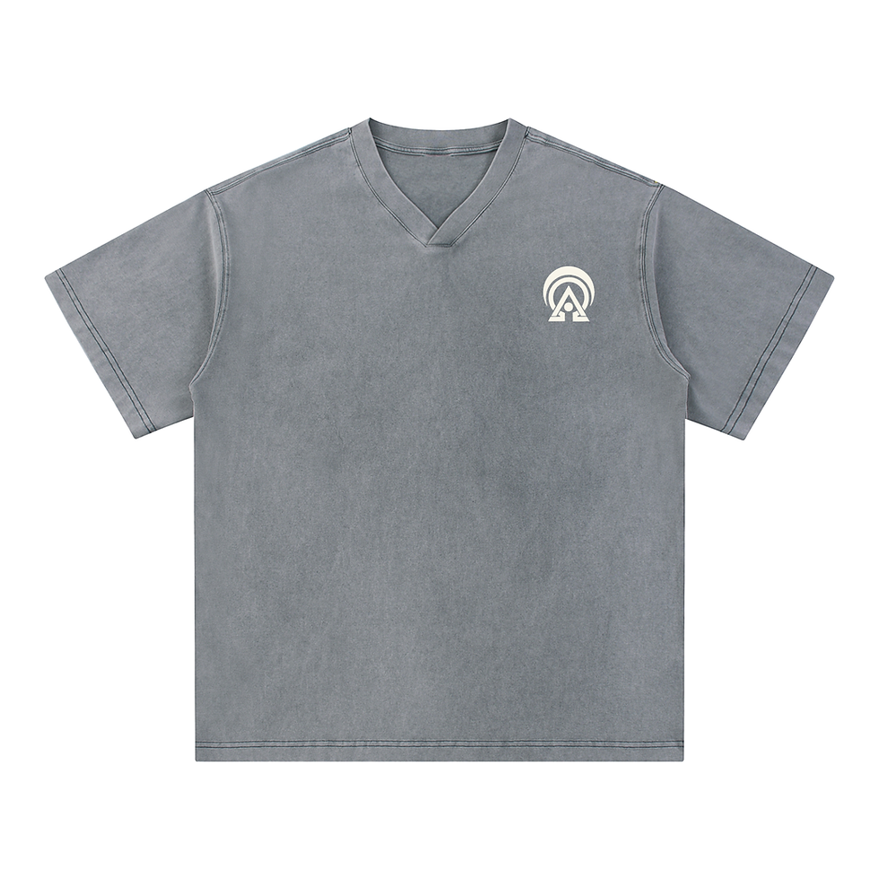 Thumbnail: HUMUN KIND - 100% Cotton Snow Washed V-Neck T-Shirt