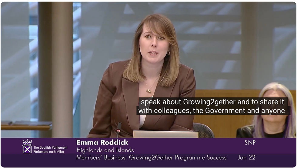 Emma Roddick addressing Scottish Parliament