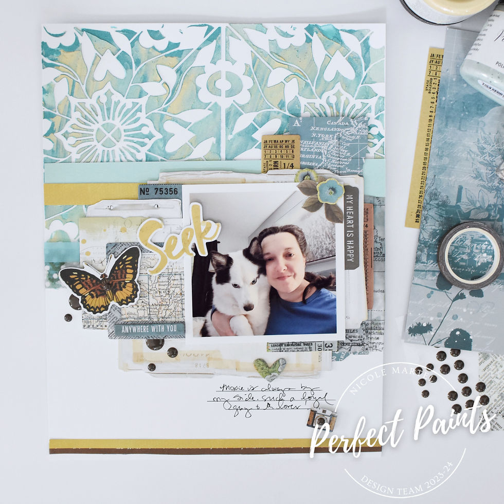 "Seek" Mixed Media Layout using Polishing Plaster by Nicole!