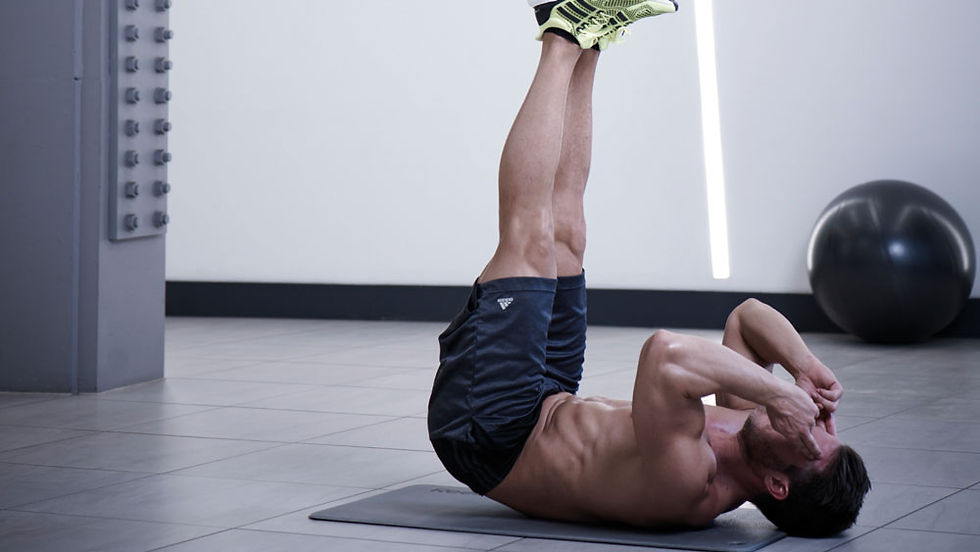 Men doing leg raises
