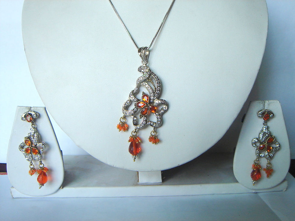 Thumbnail: 3pc antique style multicolour choker necklace earring jewellery set