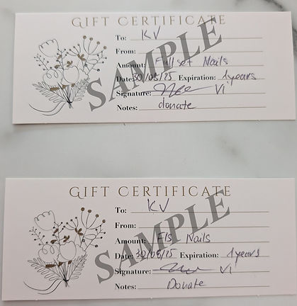KV Nails Gift Certificate