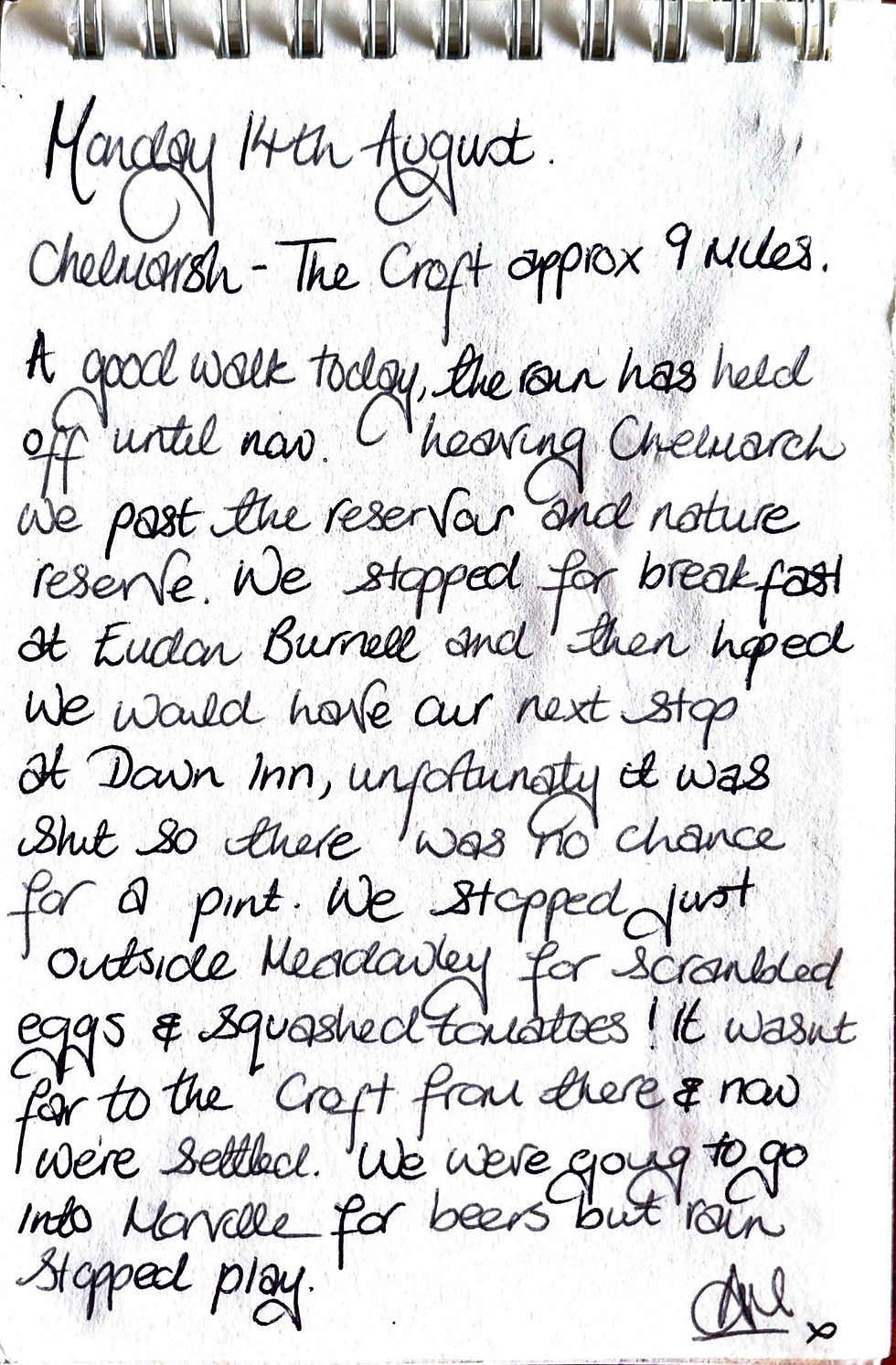 Extract from AM's diary