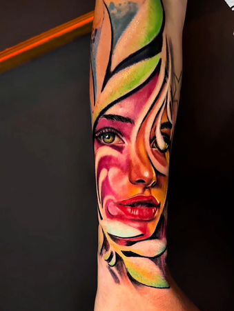 color women portrait tattoo