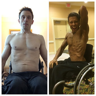 wheelchair bodybuilding happy flexing man