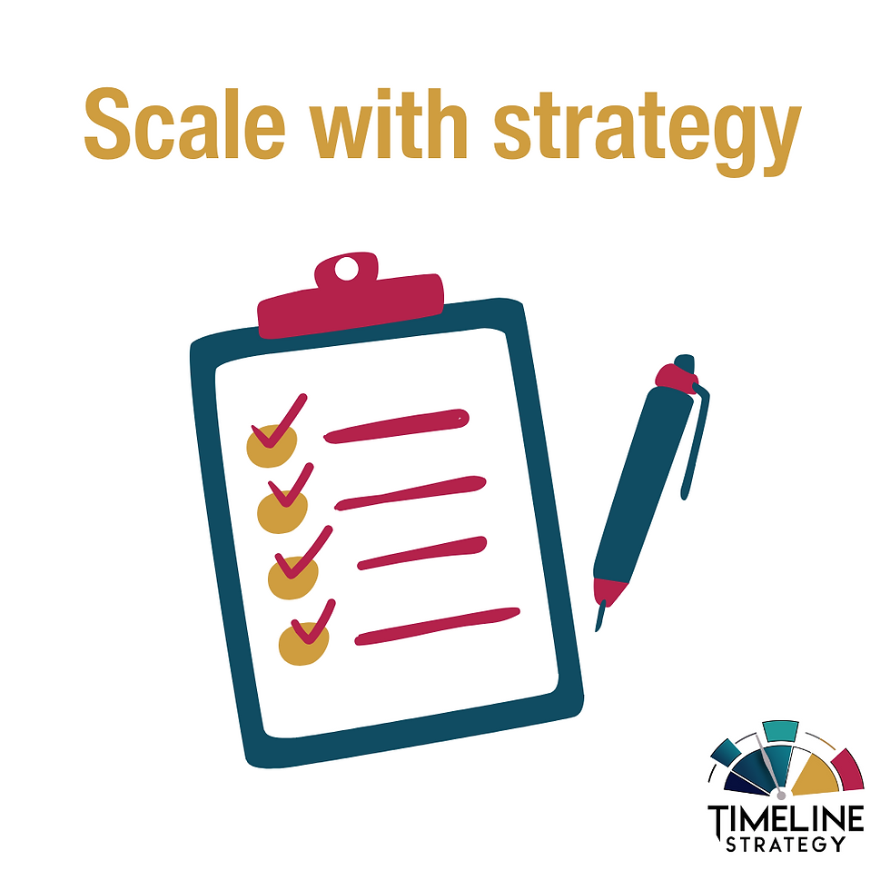 Checklist illustration highlighting key steps for biotech scalable companies: strategy, systems, and execution.
