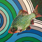 TJUKURRPA Rêve du Barbus de Sumatra vert : Tableau peint par Sophie Sun7 et inspiré de la peinture aborigène d'Australie