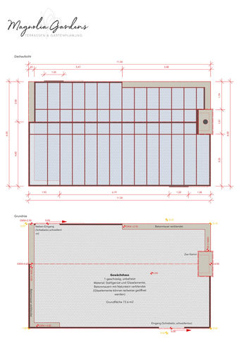 Baueingabeplan Grundriss Aufsicht Gewächshaus