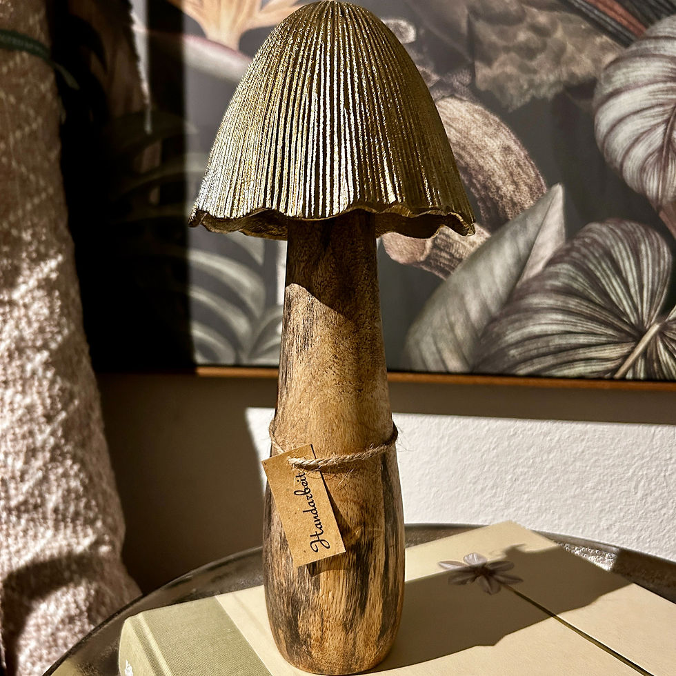 Magnolia Outdoors, Dekoration, Pilz, Gold, Holz, Metall, Herbst, Winter, Weihnachten, Advent