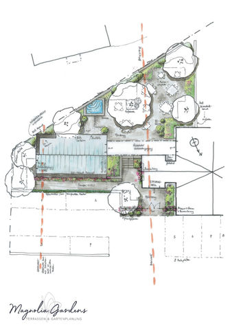 Gartenkonzept Gartenplanung Grundriss Gartenplan Variante 1