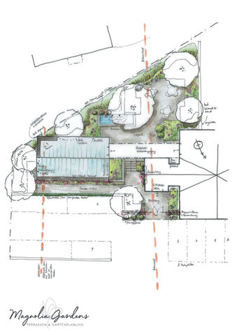 Gartenkonzept Gartenplanung Grundriss Gartenplan Variante 2 Magnolia Gardens
