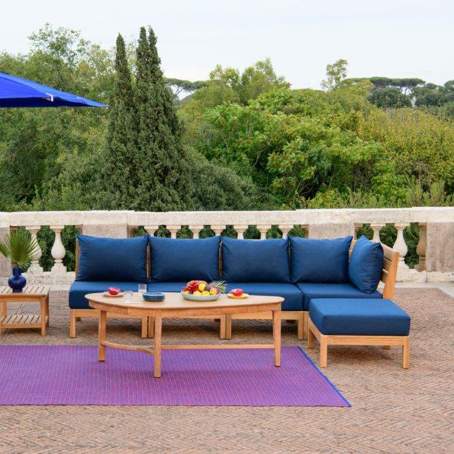 Miniaturbild: Tectona, Magnolia Outdoors, Outdoor Möbel, Lounge, Sofas, modul, Ecksofa, Holz, Teak, Wood, beige, sand, blau, grau