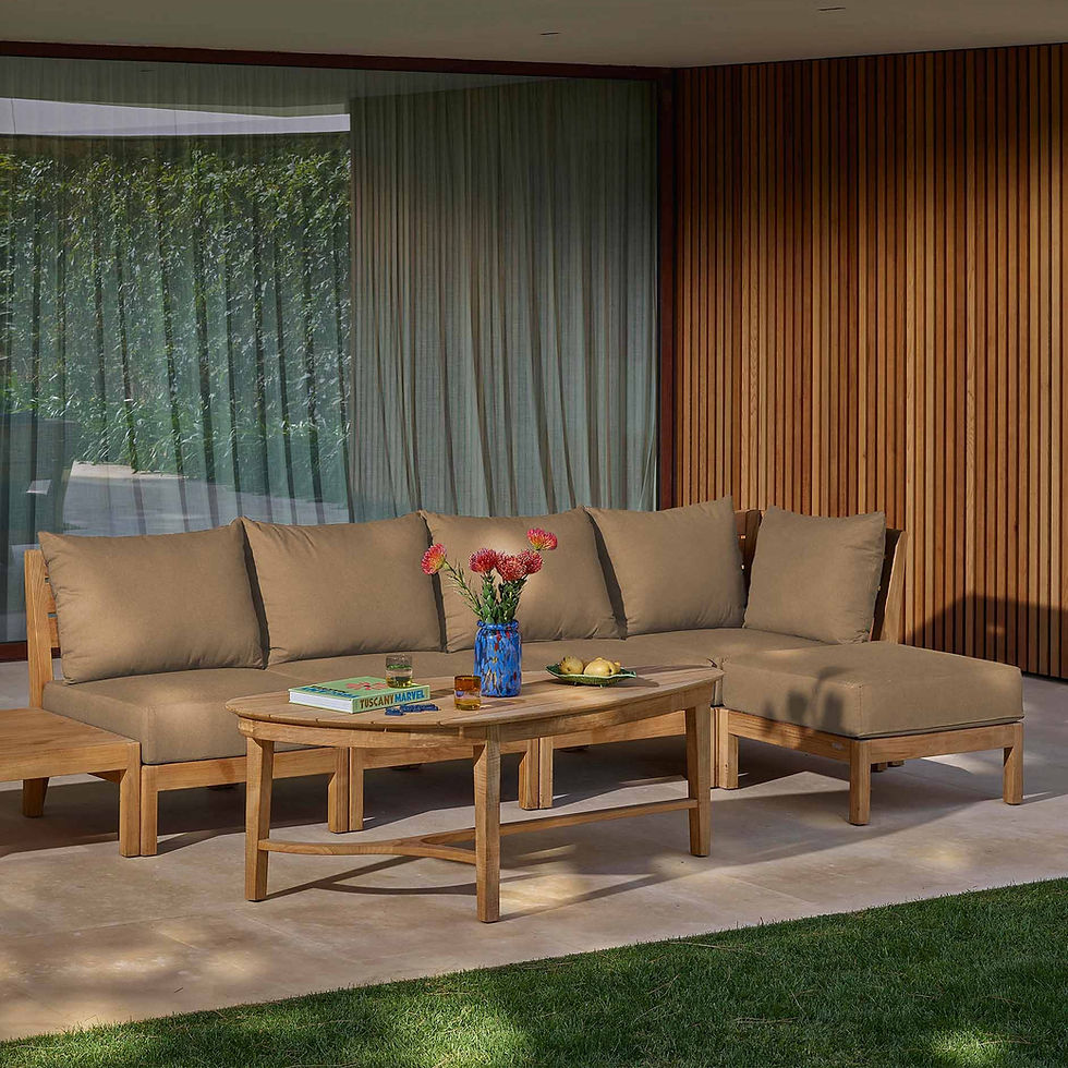 Miniaturbild: Tectona, Magnolia Outdoors, Outdoor Möbel, Lounge, Sofas, modul, Ecksofa, Holz, Teak, Wood, beige, sand, blau, grau