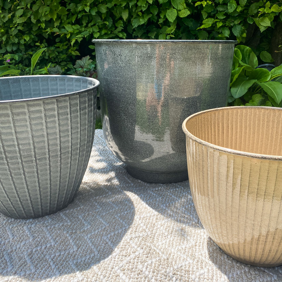 Miniaturbild: Pflanzgefäss Fac, Blumentopf, black stone, grau, Metall, frostbeständig, Magnolia Outdoors, Steel Pots,  Garten, Terrasse