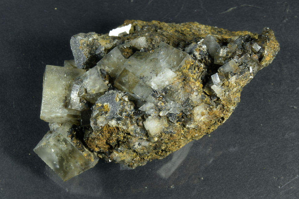 Thumbnail: Fluorite and galena crystals