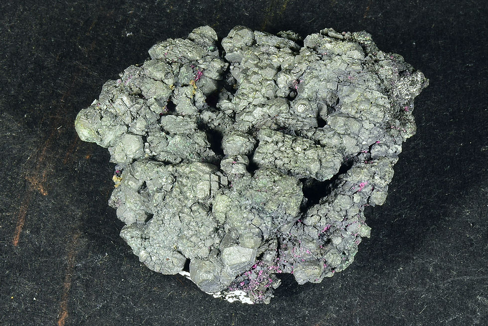 Mass of Carrollite crystals with minor Erythrite