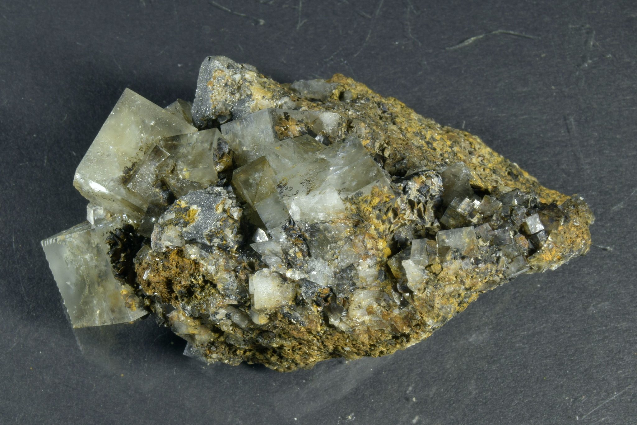 Fluorite and galena crystals